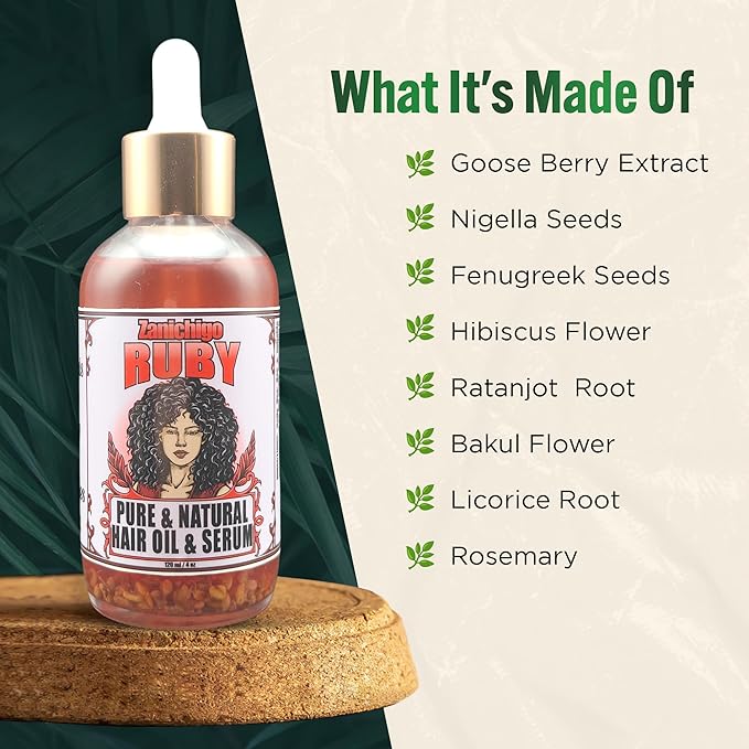 Ruby Hair Oil – Fenugreek Strengthening Serum for Dry, Damaged, Frizzy & Coarse Hair | Anti-Hair Fall | Anti-Hair Loss Hair Growth Oil Treatment | All-Natural | 4 Ounce