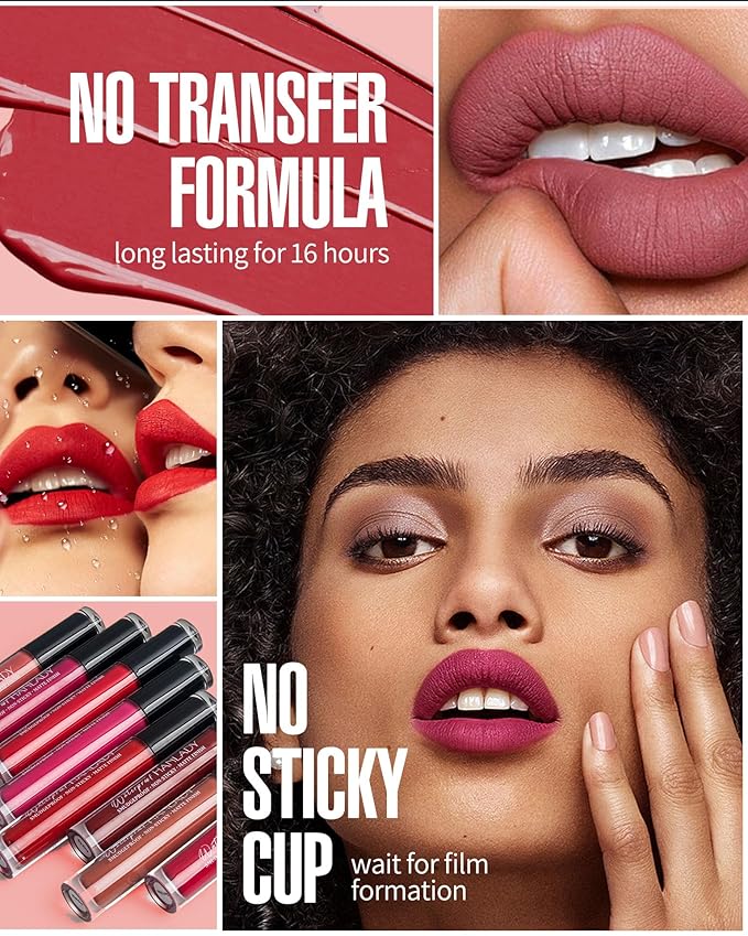 Pink Lipstick Matte Liquid Lipstick Long Lasting for Women Smudgeproof Lipsticks Color Stay Hot Pink Lipsticks Vegan Cruelty-Free Lip Gloss(901 Cool Pink)