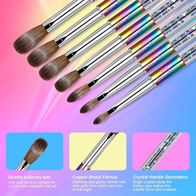 Acrylic Nail Brush Size 4, 100% Real Kolinsky Art Nail Brush for Acrylic Powder Application, Handmade Women Manicure Nail Extension Tool for Professional DIY Home Salon and Beginners