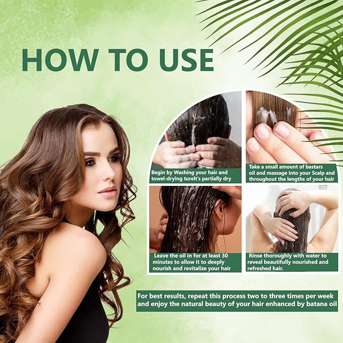 Batana Oil for Hair Growth - Dr. Sebi Pure batana oil from Honduras - Unrefined Raw hair oil Prevents Hair Loss - Promotes Hair Thickness - 100% Natural Organic - 7.7 Fl OZ