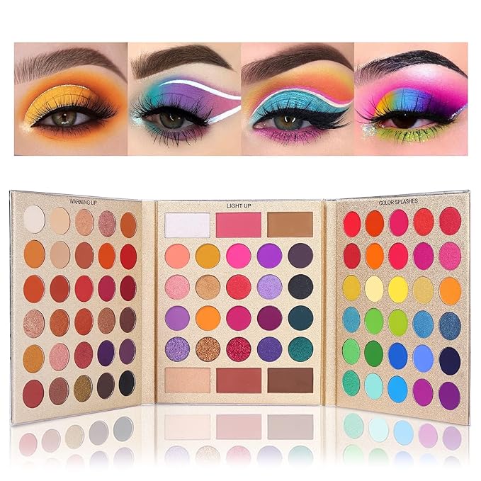 UCANBE Makeup Eyeshadow Palette + 15Pcs Brush Set, Pigmented 86 Colors Make Up Pallet with Brushes, Matte Shimmer Glitter Palettes Valentine's Gift Kit, Eye Shadow Highlighter Contour Blush Beauty Kit