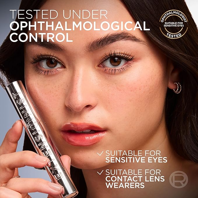 L'Oreal Paris Extensionist Mascara, Lengthening, Volumizing, and Curling Formula For a Lash Extension Eye Makeup Look, Washable Black