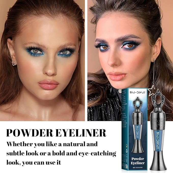 Sheda Powder Eyeliner, a handcrafted, 100% natural powder eyeliner, waterproof, long-lasting, rich, smudge-resistant color (Dark Blue)