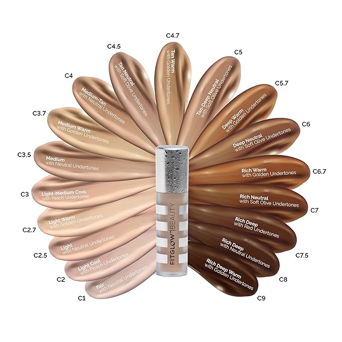 Fitglow Beauty Conceal+ | Vegan Full Coverage Concealer Skincare with Vitamin K + Green Tea | Corrects Dark Circles, Blemishes & Redness | Non-Creasing, Natural Finish | C4.7-6g