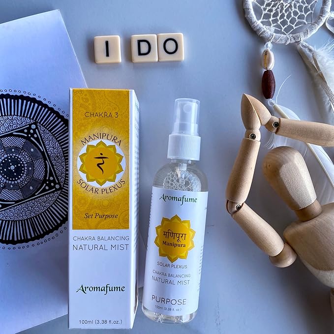 Solar Plexus Chakra Natural Mist by Aromafume | 100ml/3.3 fl oz | Manipura | Aromatherapy Spray for Chakra Balance | Lemongrass & Rosemary Extracts | Essential Oil Spray for Meditation, Yoga, Reiki