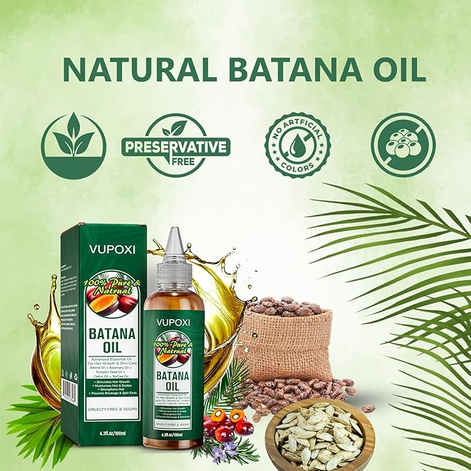 5-in-1 Batana Oil for Hair Growth | Liquid Blend with Rosemary, Pumpkin, Tea Tree, Castor Oil - 180mL (6.3 fl.oz)