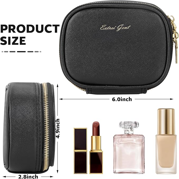 Small Makeup Bag with Led Mirror, Mini Travel Make up Bag 3 Light Modes Adjustable Brightness, for Women Organizer Cosmetic Bag, Portable Travel Train Toiletry Bag, for Pool Parties Work Touch-Ups