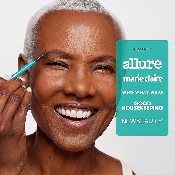 Thrive Causemetics Infinity Waterproof Eyebrow Pencil, Retractable Brow Pencil with Hyaluronic Acid & Shea Butter, Dual Ended Eyebrow Brush Spoolie, Fine Tip, Vegan & Cruelty Free, Tova (Soft Black)