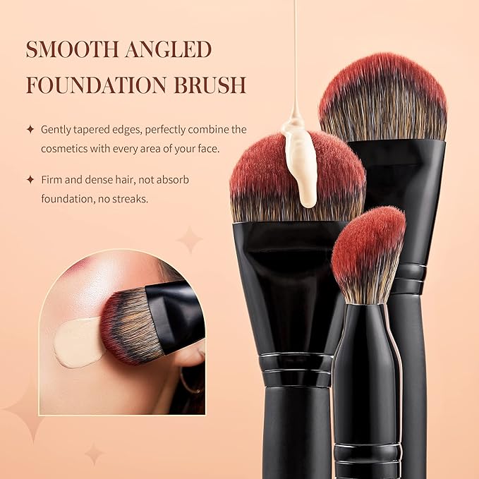 Jessup Full Makeup Brushes Set 13pcs, Professional Vegan Foundation Powder Contour Blush Highlight Eyeshadow Blending Concealer Spoolie EyeLiner Brush, Phantom Black T300