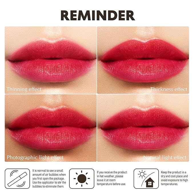 Red Brown Nude Lipstick Set for Women Shimmer Tinted Lip Balm Hydrating Moisturizing Lip Gloss Cruelty Free Lip Makeup, DM108/111/118