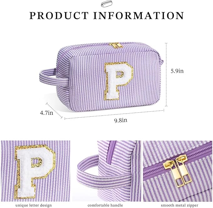 YOOLIFE Gifts for Teens Girls - Teen Girl Gifts, Gifts for Teen Girl, 10 11 12 13 Year Old Girl Gifts, Teenage Girl Gifts, Personalized Birthday Gifts for Girl, Monogram Initial Makeup Bag for Teens M