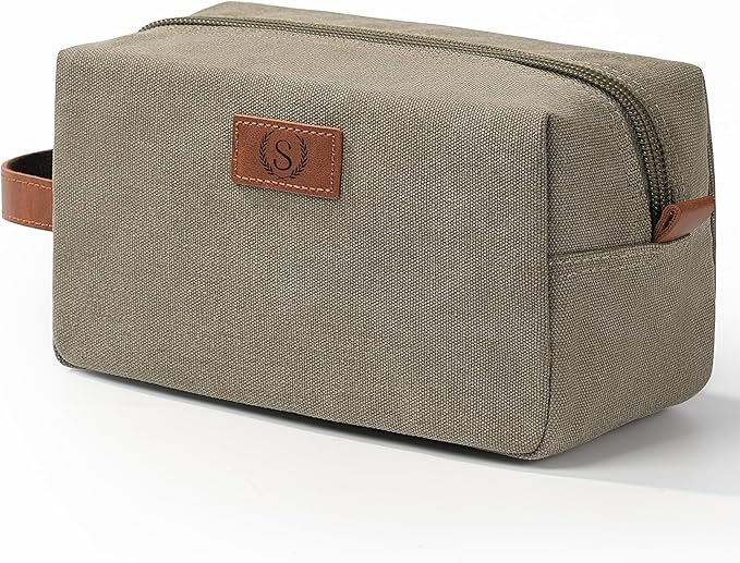 Janhavi Customized Gifts for Men,Waterproof Travel size Toiletries Bag, Makeup Organizer Foldie Travel Bag,Mens Toiletry Travel Bag, Engraved Initials & Wheat Ear,Travel Essentials Men(Olive Green S)
