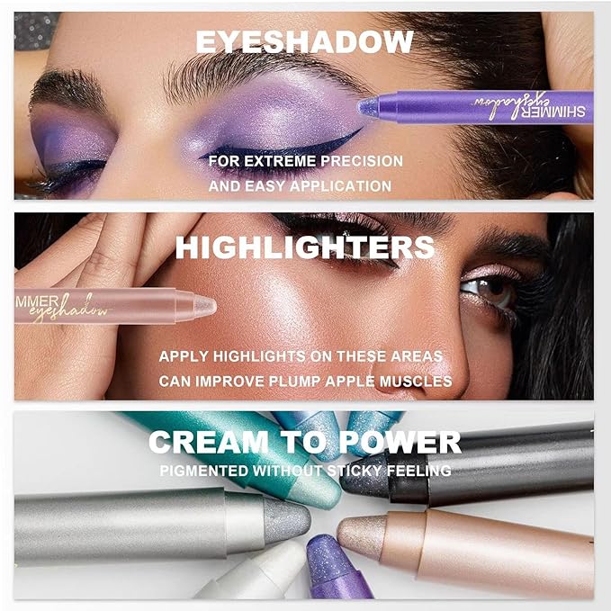 Light Blue Eyeshadow Stick, Highlighter Eye Liner,Eye Brightener Stick, Shimmer Creamy eyeshadow, Waterproof Eyeshadow Pencil Long Lasting Eye Shadow Makeup.#4 light blue shimmer