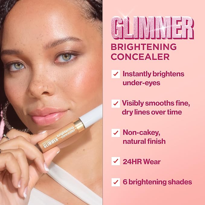Revlon Glimmer Brightening Concealer, Liquid Under Eye Makeup, Made with Caffeine, Vitamin C, & Stevioside, 165, 0.3 fl oz