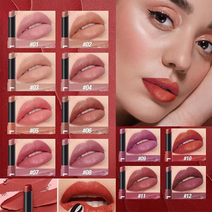 Red Lipstick For Women Matte Highly Pigmented Lip stick Hypoallergenic Waterproof Long Lasting Lipsticks Quick Makeup Lightweight Portable # 10