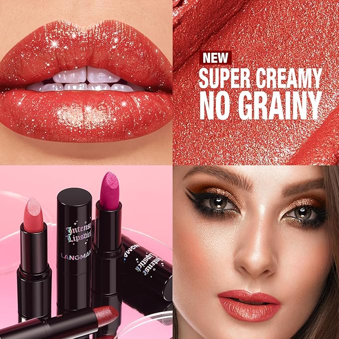 Jolilab Sparkling Lip Gloss Long Lasting Waterproof Moisturizer Lip Balm Glitter Shimmer Metallic, Diamond Shiny Bold Glow Goth Lipstick for Women Girls, Non-sticky (1, 05#)