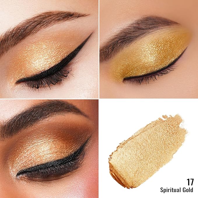 Oulac Cream Eyeshadow also for Highlighter Large Capacity Highly Pigmented Eye Shadow Waterproof &Long Lasting with Moisturizing Formula, Shimmer Glitter Eye Makeup. 6g.P05+17