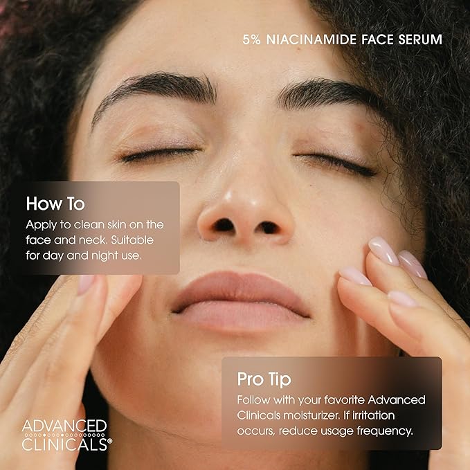 Advanced Clinicals Brightening Vitamin C Cream + 5% Niacinamide Serum W/Hyaluronic Acid 2pc Set | Vitamin C Body Lotion Moisturizer & Dark Spot Remover Face Serum | Skin Care Products, 2pc Bundle