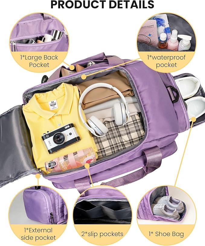 Trendy Stuff, Initial Gym Bags with Shoe Compartment, Dance Bag for Girls, Monogram Kid Overnight Bags, Small Travel Duffle Tote-Birthday Gift for 8-12, 13-19 Year Old Girls (Letter H)