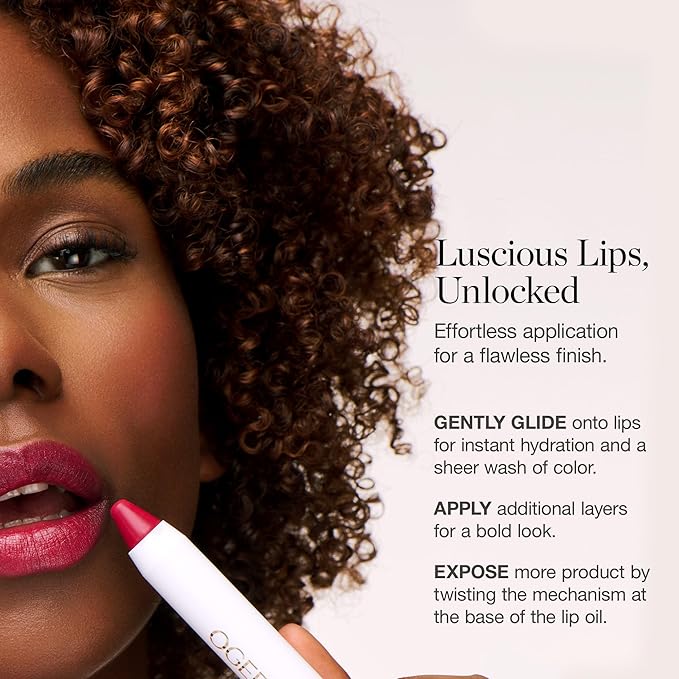 Ogee Tinted Sculpted Lip Oil - Lip Stain Made with 100% Organic Coconut Oil, Jojoba Oil, and Vitamin E - Best as Lip Balm, Lip Color or Lip Treatment - NOLANA
