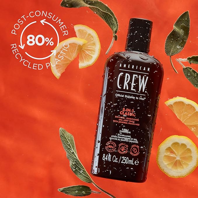 American Crew 3-in-1 Shampoo, Conditioner and Body Wash, Gift for Men, 15.2 fl oz