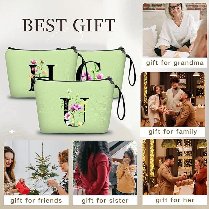 Birthday Thank You Appreciation Monogrammed Gifts for Mom Aunt Teacher Sister Friend Coworkers Bride Bridesmaid Makeup Cosmetic Bag with Mirror Mothers Day Christmas Graduation U