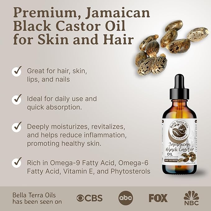 Bella Terra Oils - Black Castor Oil 16oz - A Symphony of Nutrients, Unveiling the Secret of Luxuriant Skin