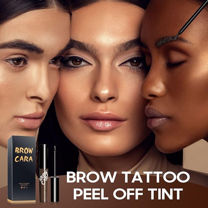 Brow Tattoo Peel Off Tint - Brow Gel Eyebrow Tattoos Waterproof, Eyebrow Gel Tint with Eyebrow Stencils Long-Lasting Makeup, Eye Brow Pencils Create Full Voluminous Brows for Women (Gray Brown)