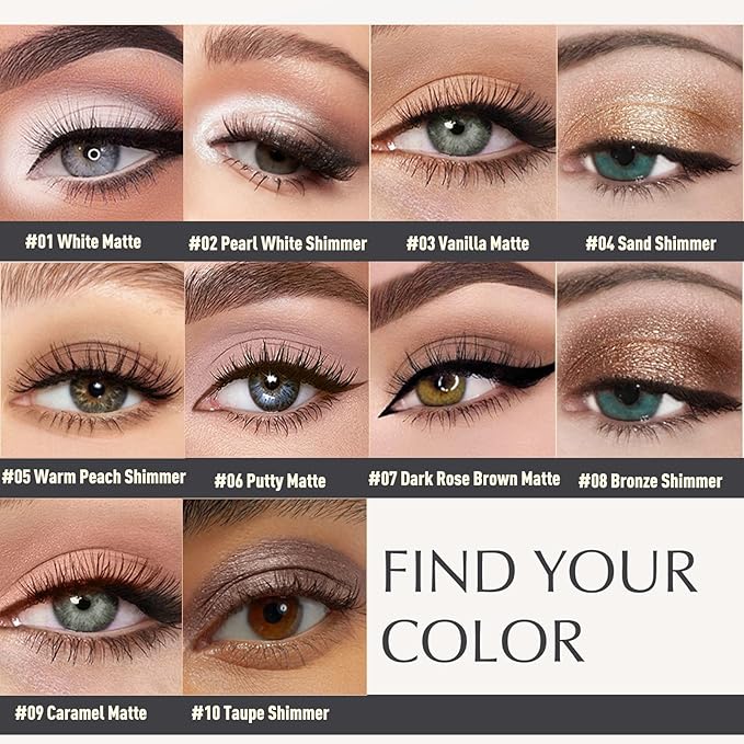 Eyeshadow Stick, Putty Matte Cream Eyeshadow Long-Lasting Crease-Proof Eye Shadow Eyeliner Pencil High Pigmented Neutral Highlighter Makeup Crayon with Blending Brush & Built-in Sharpener