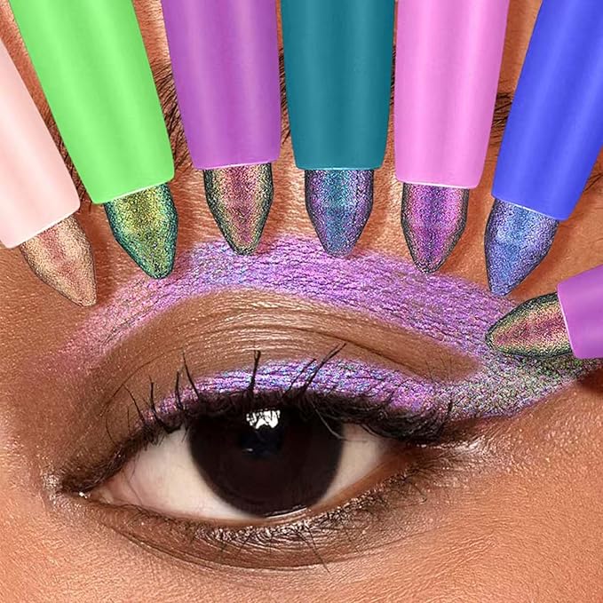 Green Eyeliner Chameleon Eyeliner Pen Eyeshadow Stick Colorful Cream Glitter Shimmer Eye shadow Waterproof Long Lasting Halloween Eye liner Pencil Party Stage Use # 02