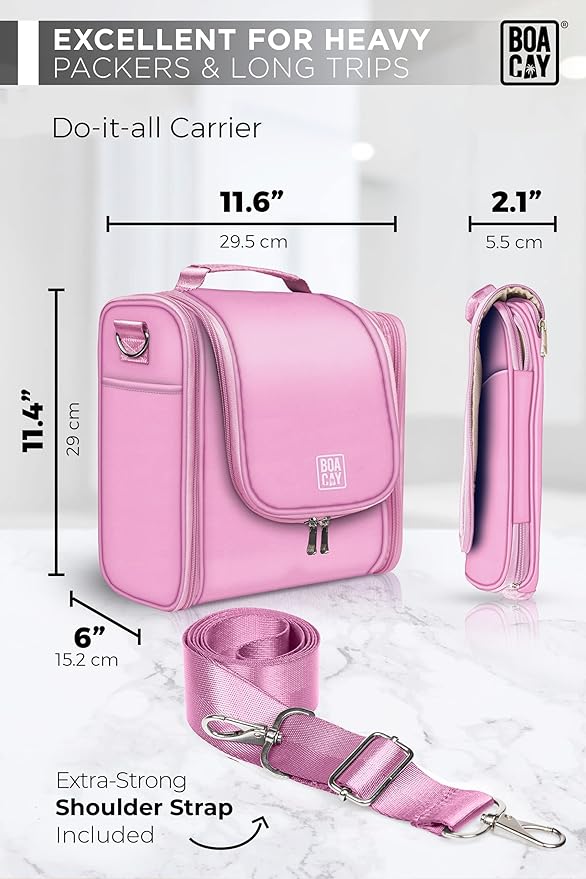 BOACAY Extra Large Hanging Travel Toiletry Bag for Women and Men, Makeup Bag, Bathroom & Shower Organizer Kit for Accessories, Cosmetics, Essentials