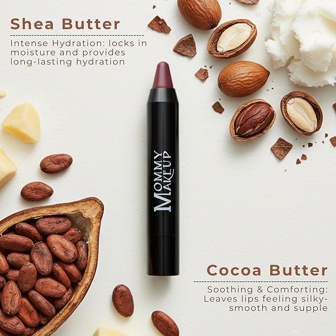 Mommy Makeup Triple Sticks Lipstick, Cream Blush & Teatment All-In-One with Shea & Cocoa Butter - Soft & Creamy Moisturizing Lip Crayon For Lips & Cheeks (Gigi)