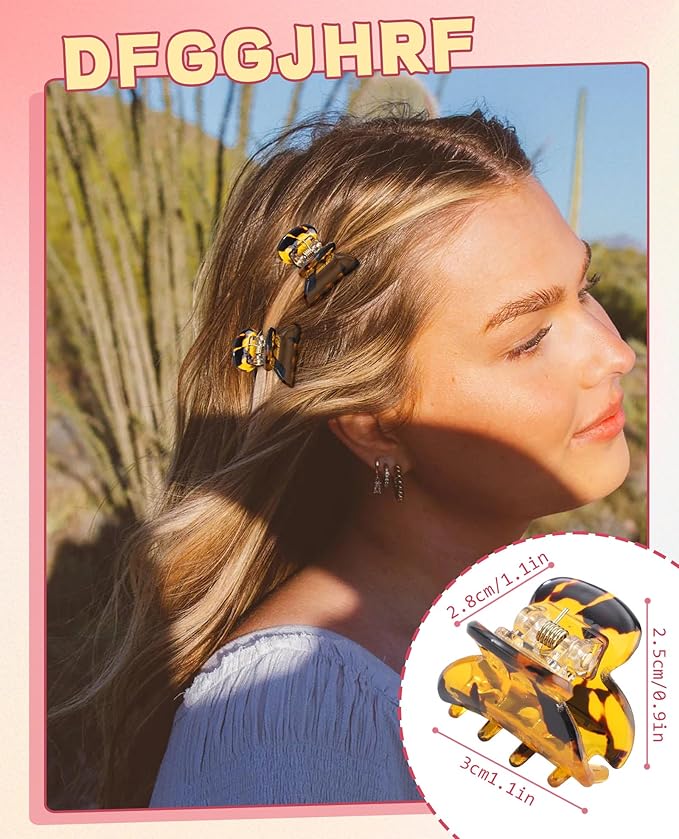 Claw Hair Clips Jaw Clamps - 12PCS Small Hair Claw Jaw Clamp for Thin Hair Styling Accessories Classic Hair Clamp for Women Girls (Black+Leopard)