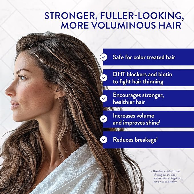 Routine Wellness Anti-Thinning Shampoo for Thinning Hair - Biotin DHT Blocker Women & Men - Color Safe Shampoo for Hair Loss & Healthy Hair - Jasmine & Orange Blossom - 14oz
