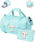 Gift for Preteen, Girls Travel Duffle Bag, Kids Initial Overnight Bags with Shoe Compartment, Personalized Weekend Bag with Cosmetic Pouch, 10 Year Old Girl Birthday Gifts (Letter T)