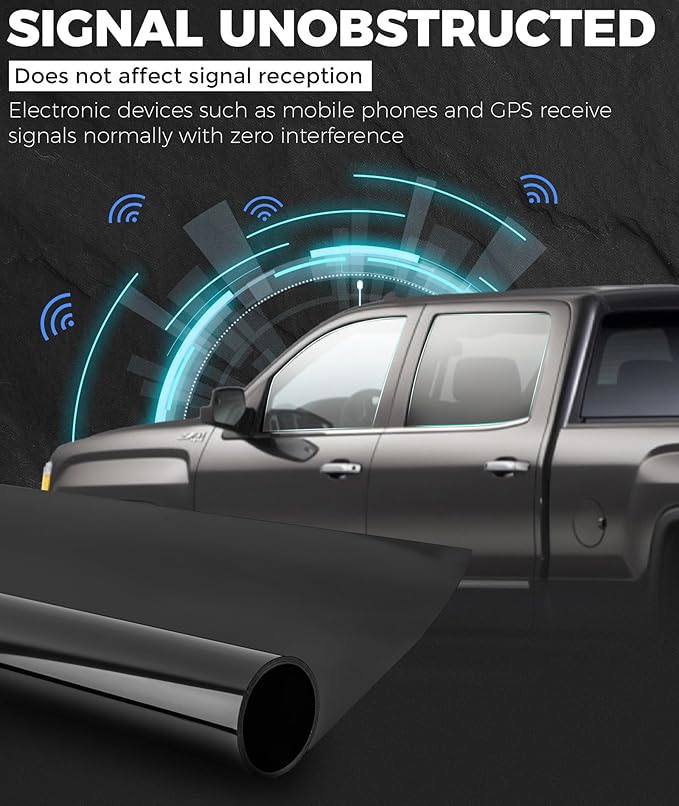RP Remarkable Power Car Window Tint Film 5% VLT, 20" in x 15' FT UVR 99% Heat& UV Block, Scratch Resistant, undisturbed Signal, Privacy Film for Windshield, Professional Auto Car Tint Roll
