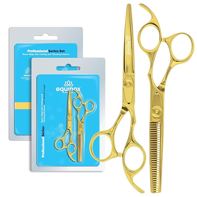 Equinox Professional Barber Scissors Set - Includes Scissors & Thinning Shears for Hair Cutting & Grooming, Japanese Stainless Steel Barber Accessories