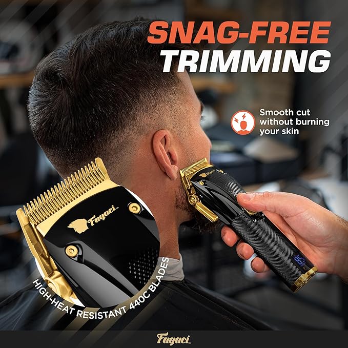 Fagaci Professional Hair Clippers for Men - Precise Cutting, Turbo Power Cordless Hair Clippers with 5 Hour Battery Life