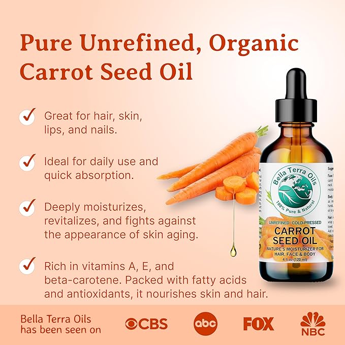 Bella Terra Oils Carrot Seed Oil for Skin & Hair – 1gallon, Rich in Antioxidants, Hydrating, Radiant, Nourishing