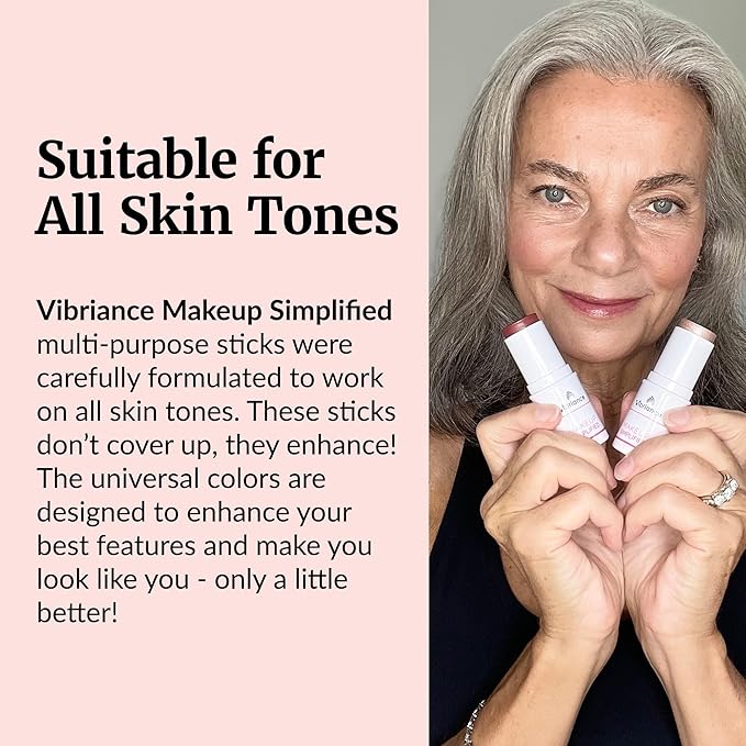 Vibriance Cream Blush Stick - All-in-One Blush, Lipstick, Contour for Mature Skin - Cheek Tint Creme Rouge - Makeup Simplified in Radiance