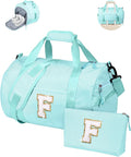 Trip Essentials for Teens, Girls Travel Duffle Bag, Kids Initial Overnight Bags with Shoe Compartment, Personalized Weekend Bag with Cosmetic Pouch, Trendy Stuff Gifts (Letter F)