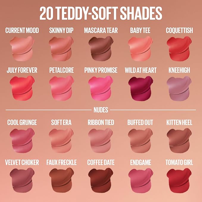 MAYBELLINE Super Stay Teddy Lip Tint, Long Lasting Matte Lipstick for Up To 12HR Wear, Coffee Date, 1 Count