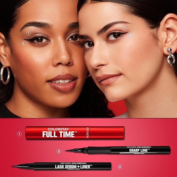 REVLON ColorStay Lash Serum + Liner, Waterproof Eyeliner, Stocking Stuffer for Her, Healthier Looking Eyelashes, Smudge-Resistant, 001 Blackest Black