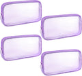 4 Pieces Mini Zipper Nylon Mesh Pouch, Mesh Cosmetic Bags Makeup Bags, Multipurpose Travel Toiletry Bags for Office Supplies and Travel Accessories (Purple, M)
