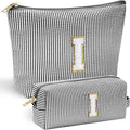 YOOLIFE Gifts - Personalized Mother's Day, Graduation & Birthday Gifts for Women & Girls - Monogram Initial Black Cute Makeup Bag Cosmetic Toiletry Pouch Make Up Case