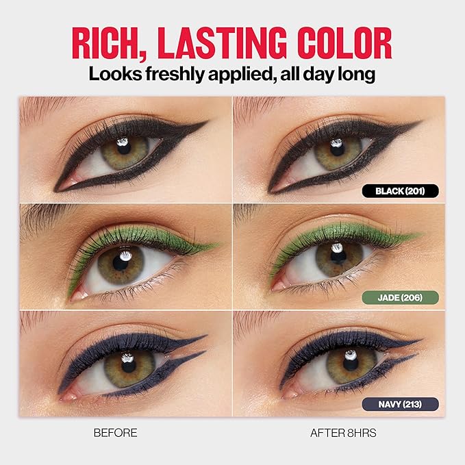 Revlon ColorStay Pencil Waterproof Eyeliner, Smudge-Proof, Eye Makeup with Built-In Sharpener, Stocking Stuffer for Women, 206 Jade, 0.01 oz