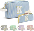 Travel Makeup Bag Christmas Gifts for Women Girl Teens, Personalized Initial Makeup Bag for Cute Teen Girls, Preppy Stuff Toiletry Bag Cosmetic Bag, Teen Girls Gift Trendy Stuff, Letter K