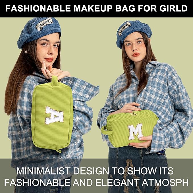 YOOLIFE Initial Travel Makeup Bag Cosmetic Bag - Teen Girl Gifts Trendy Stuff Friend Birthday Gifts for Women Teen Girl Kids