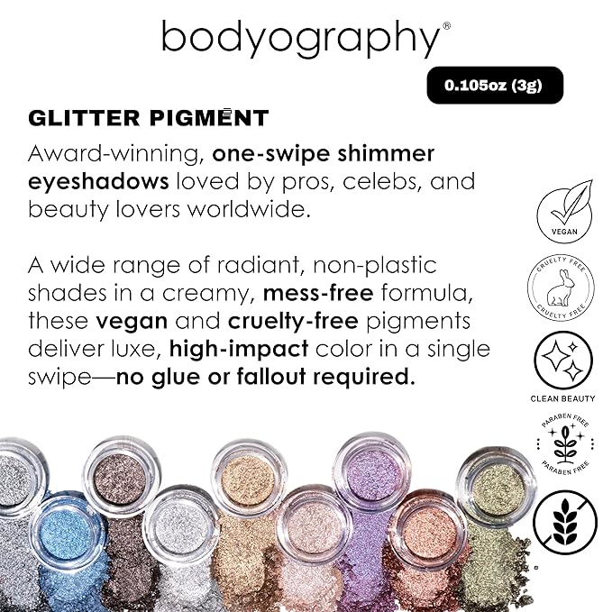 Bodyography Glitter Pigment - Halo Silver Diamond for Women - 0.105 oz Eye Shadow