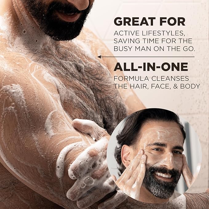 CHI Pour Homme 3-in-1 Cleansing & Moisturizing Hair, Face & Body Wash for Men, Made With Aloe Vera & Nettle, Fresh, Woody Scent, Sulfate-Free, 11.5 oz